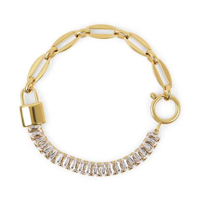 Women's Stainless Steel 18K Gold-Plated Bracelet – Lock Riviera Baguette – Meiva bracelet