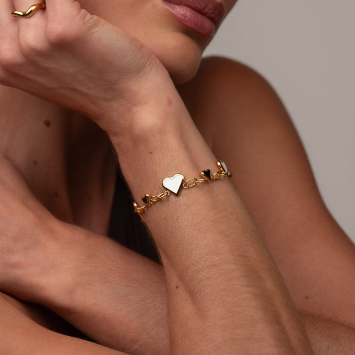 Women's Stainless Steel 18K Gold-Plated Bracelet – Love Glow Monochrome, Dainty – Meiva bracelet view 4