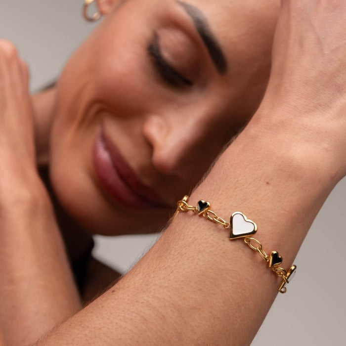 Women's Stainless Steel 18K Gold-Plated Bracelet – Love Glow Monochrome, Dainty – Meiva bracelet view 5
