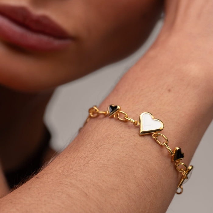 Women's Stainless Steel 18K Gold-Plated Bracelet – Love Glow Monochrome, Dainty – Meiva bracelet view 6