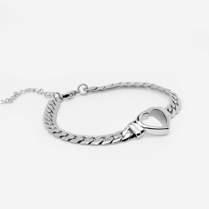 Women's Stainless Steel 18K Gold-Plated Bracelet – Minimalist Heart Silver, Dainty – Meiva bracelet