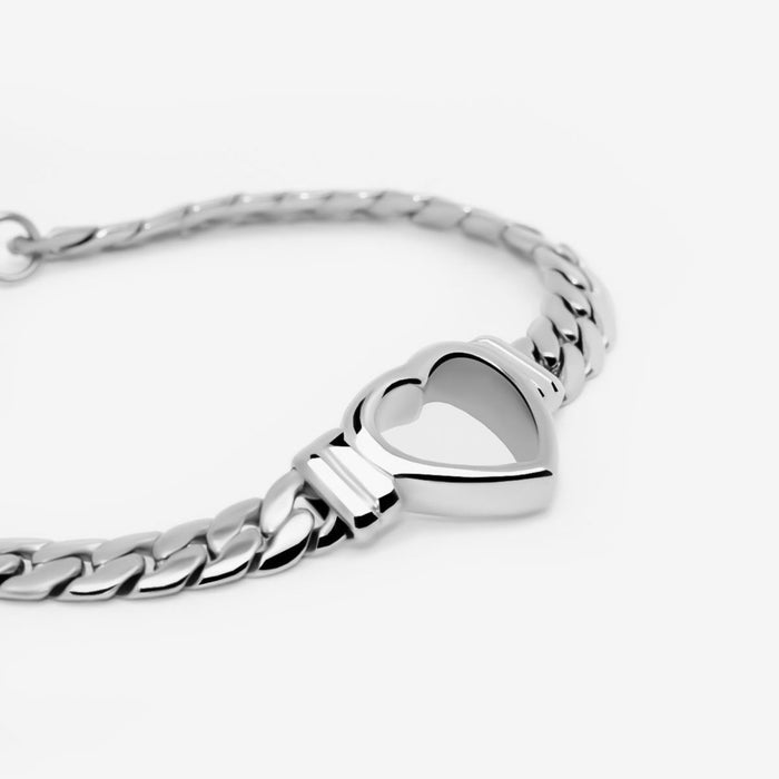 Women's Stainless Steel 18K Gold-Plated Bracelet – Minimalist Heart Silver, Dainty – Meiva bracelet view 3
