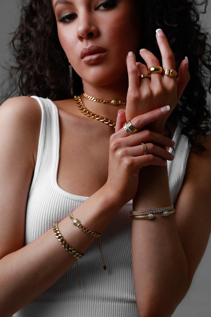 Women's Stainless Steel 18K Gold-Plated Bracelet – Serpent, Statement – Meiva bracelet view 3