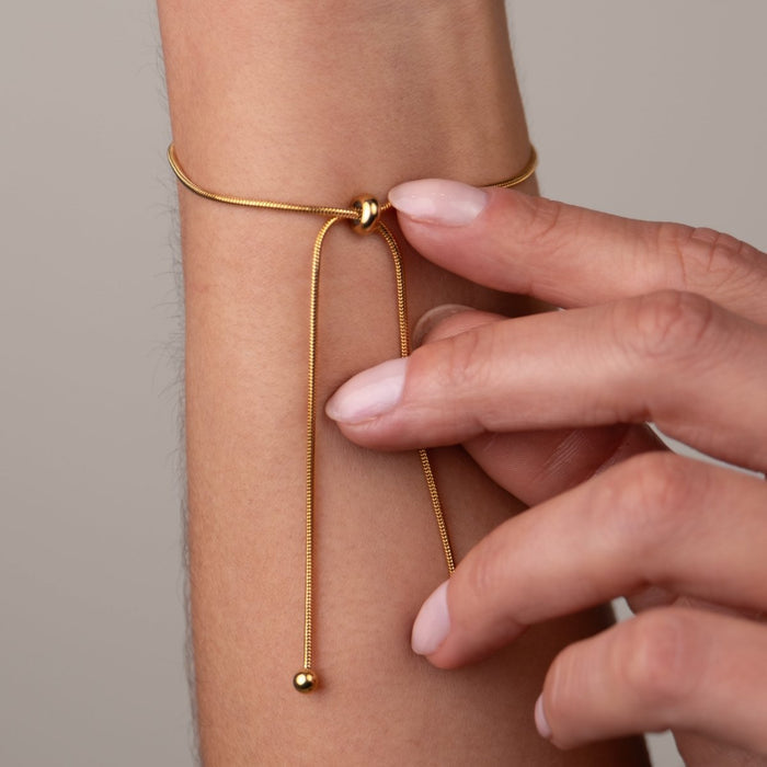 Women's Stainless Steel 18K Gold-Plated Bracelet – Thin Adjustable, Dainty – Meiva bracelet view 2