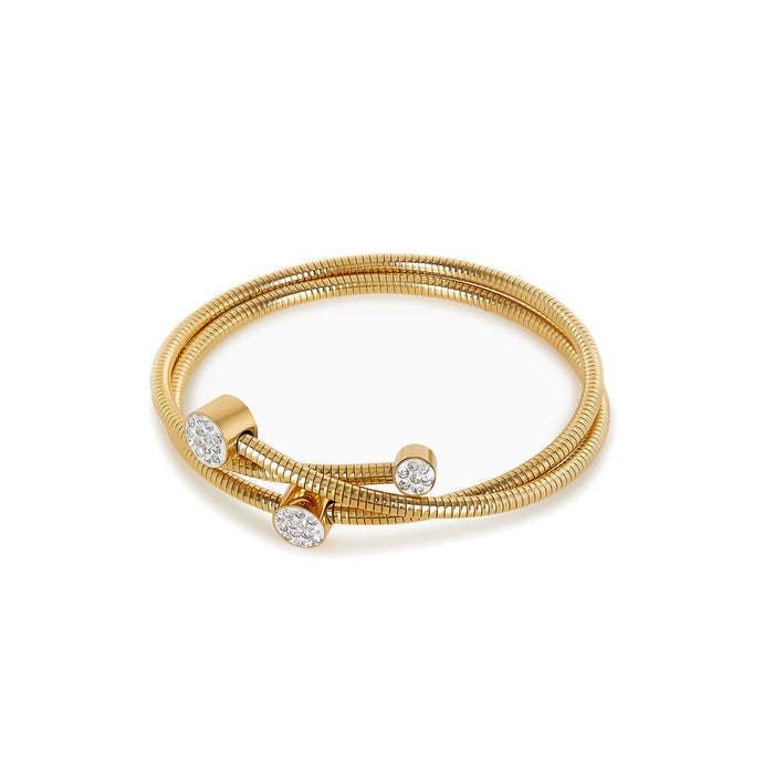 Women's Stainless Steel 18K Gold-Plated Crystal Bracelet – Bangle Spiral – Meiva bracelet
