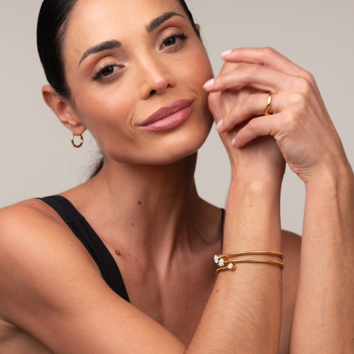 Women's Stainless Steel 18K Gold-Plated Crystal Bracelet – Bangle Spiral – Meiva bracelet view 5
