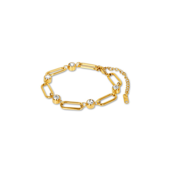 Women's Stainless Steel 18K Gold-Plated Crystal Bracelet – Link, Layered – Meiva bracelet