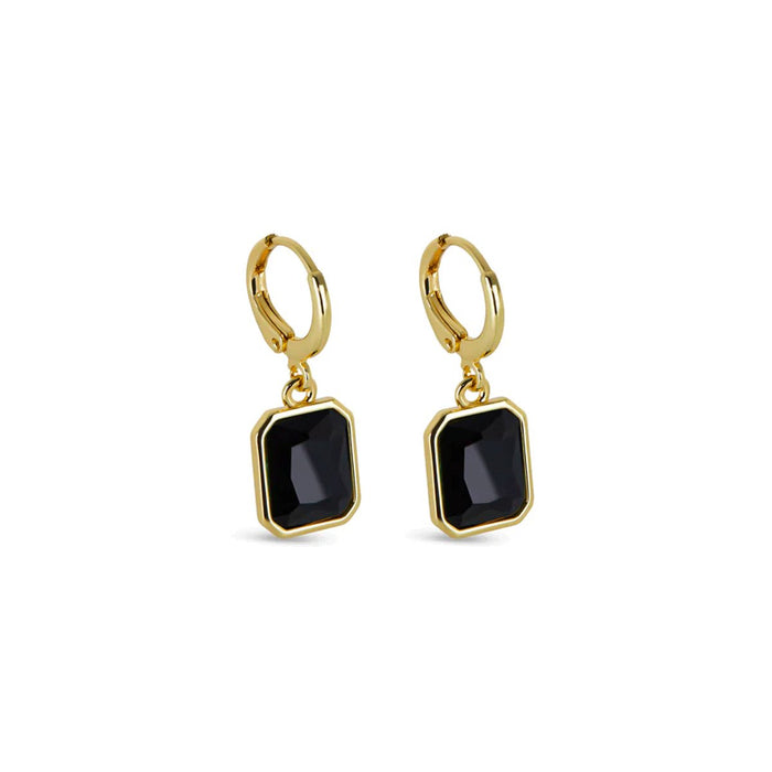 Women's Stainless Steel 18K Gold-Plated Crystal Earrings – Mini Hoop Black Small Hoop Earring – Meiva earrings