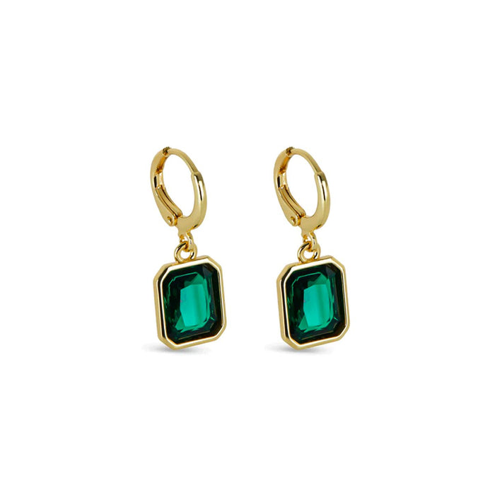 Women's Stainless Steel 18K Gold-Plated Crystal Earrings – Mini Hoop Green Small Hoop Earring – Meiva earrings