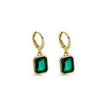Women's Stainless Steel 18K Gold-Plated Crystal Earrings – Mini Hoop Green Small Hoop Earring – Meiva earrings