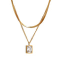 Women's Stainless Steel 18K Gold-Plated Crystal Necklace – Paris Mix, Layered – Meiva necklace