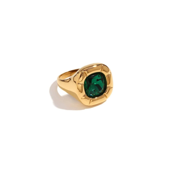 Women's Stainless Steel 18K Gold-Plated Crystal Ring – Dulcis Cocktail, Layered – Meiva ring