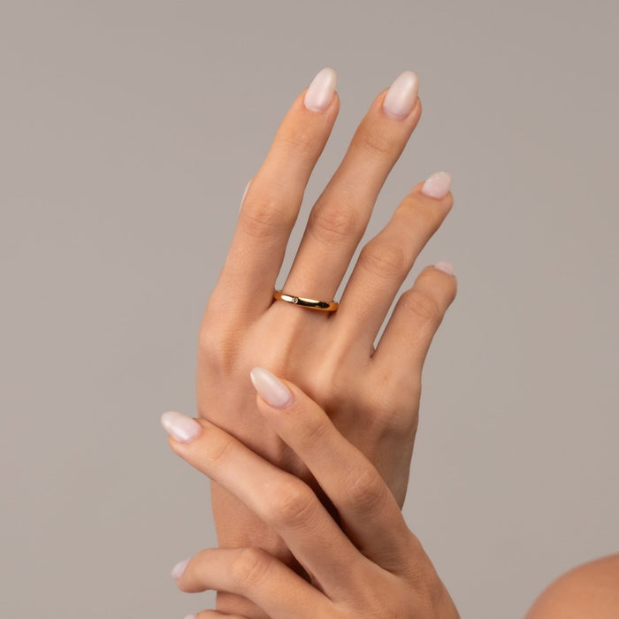 Women's Stainless Steel 18K Gold-Plated Crystal Ring – Solitaire, Dainty – Meiva ring view 3