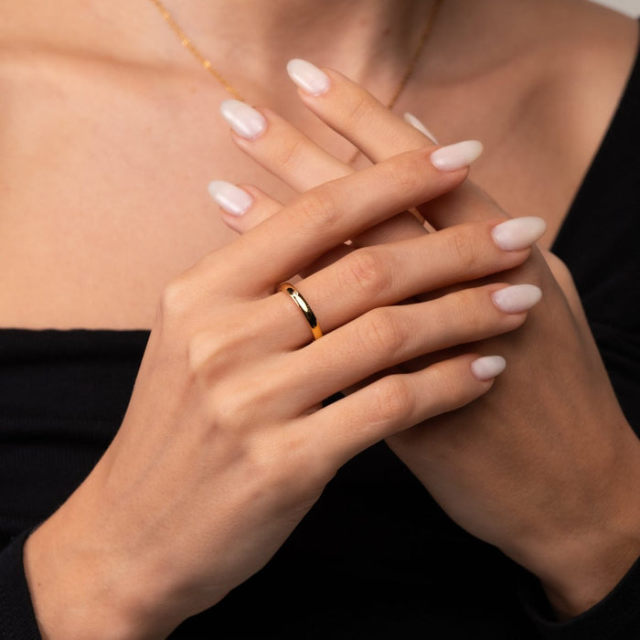 Women's Stainless Steel 18K Gold-Plated Crystal Ring – Solitaire, Dainty – Meiva ring view 4