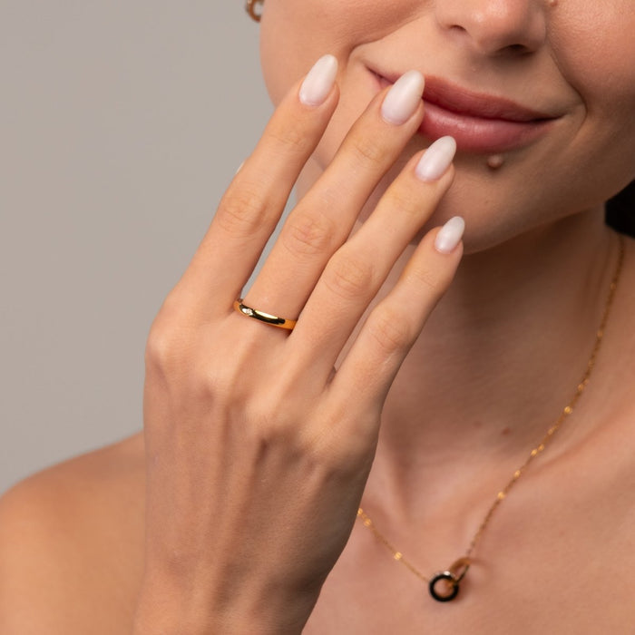 Women's Stainless Steel 18K Gold-Plated Crystal Ring – Solitaire, Dainty – Meiva ring view 6