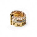 Women's Stainless Steel 18K Gold-Plated Crystal Ring – Triple Roman Numeral – Meiva ring