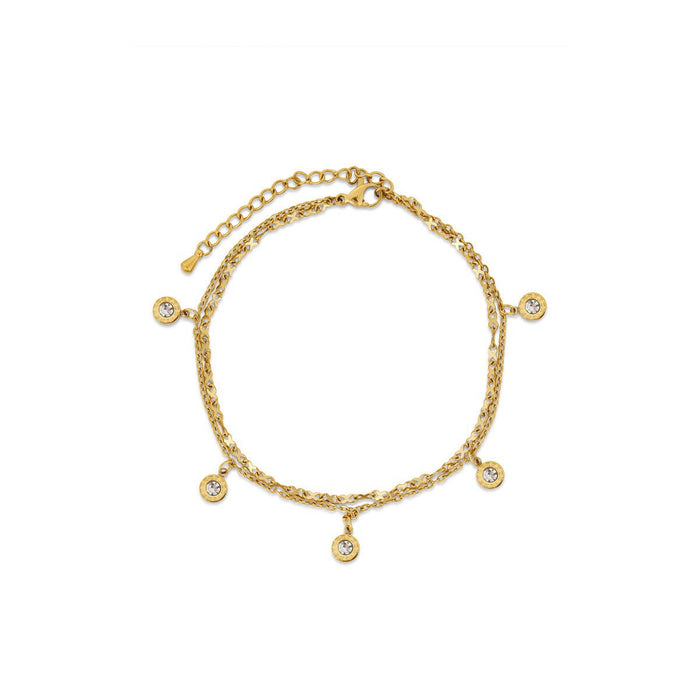 Women's Stainless Steel 18K Gold-Plated Cubic Zirconia Anklet – Atlas – Meiva anklet