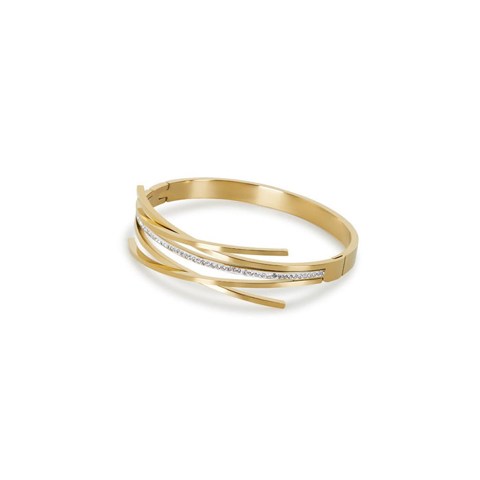 Women's Stainless Steel 18K Gold-Plated Cubic Zirconia Bracelet – Bangle Florence Cuff, Dainty – Meiva bracelet