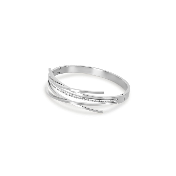 Women's Stainless Steel 18K Gold-Plated Cubic Zirconia Bracelet – Bangle Florence Cuff Silver, Dainty – Meiva bracelet