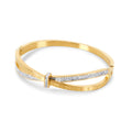Women's Stainless Steel 18K Gold-Plated Cubic Zirconia Bracelet – Bangle Roman Cuff, Dainty – Meiva bracelet