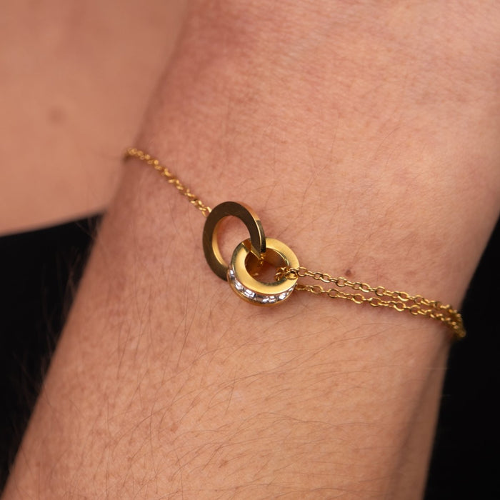 Women's Stainless Steel 18K Gold-Plated Cubic Zirconia Bracelet – Imperial Stone – Meiva bracelet view 2