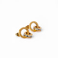 Women's Stainless Steel 18K Gold-Plated Cubic Zirconia Earrings – Imperial Stone, Layered – Meiva earrings
