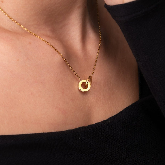 Women's Stainless Steel 18K Gold-Plated Cubic Zirconia Necklace – Imperial Stone, Dainty – Meiva necklace view 3