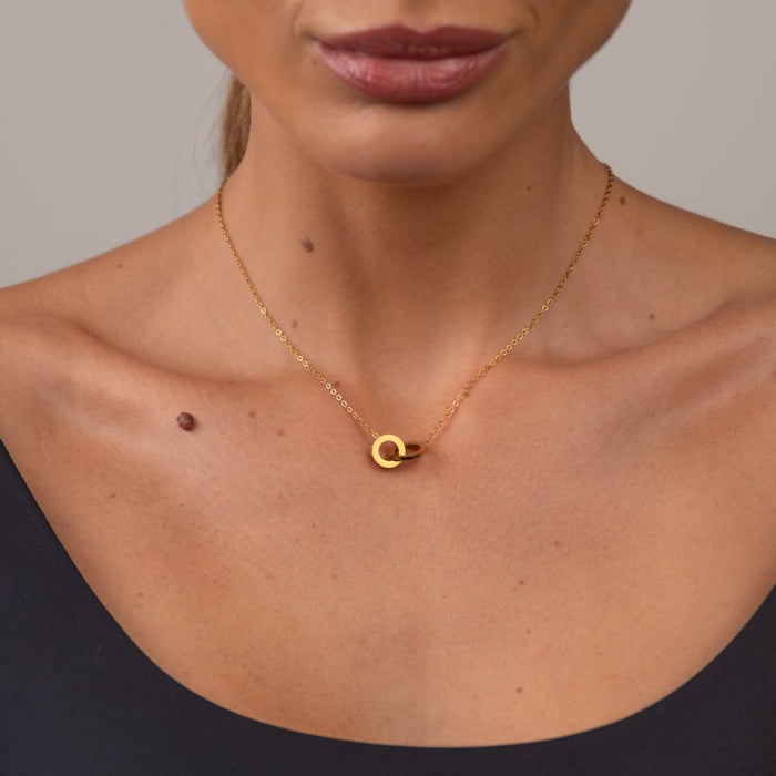 Women's Stainless Steel 18K Gold-Plated Cubic Zirconia Necklace – Imperial Stone, Dainty – Meiva necklace view 5