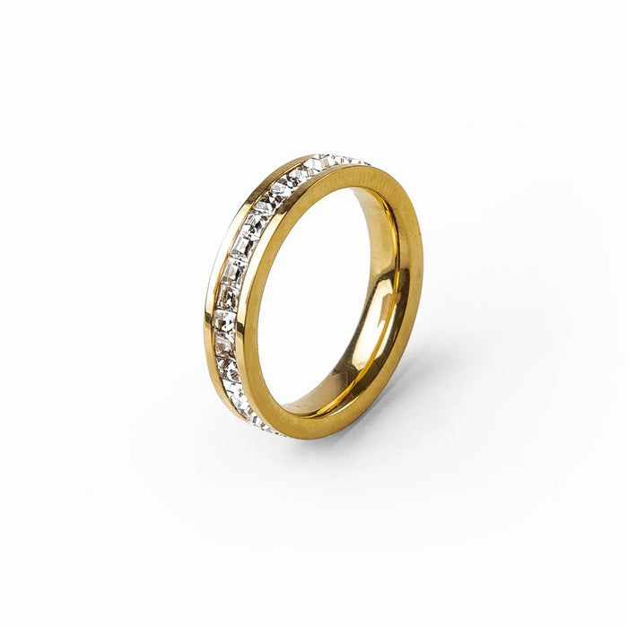 Women's Stainless Steel 18K Gold-Plated Cubic Zirconia Ring – Brilliant, Dainty – Meiva ring