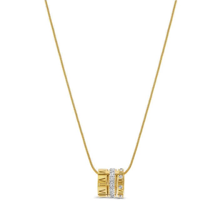 Women's Stainless Steel 18K Gold-Plated Cubic Zirconia Ring – Necklace Triple Roman Numeral, Statement – Meiva ring