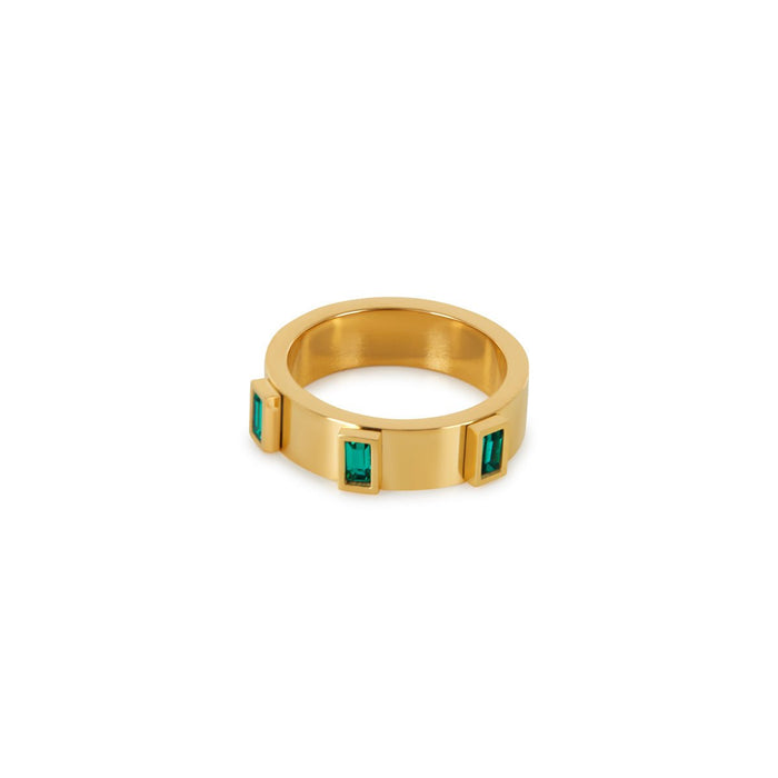 Women's Stainless Steel 18K Gold-Plated Cubic Zirconia Ring – Prestige Cubic, Statement – Meiva ring