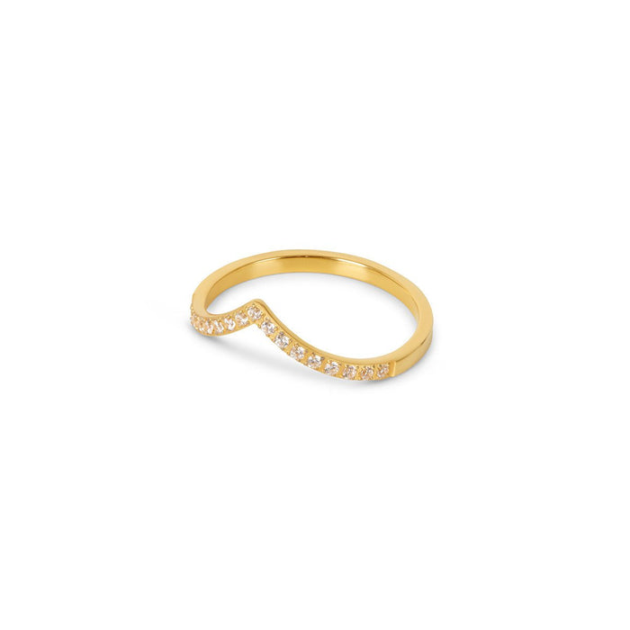 Women's Stainless Steel 18K Gold-Plated Cubic Zirconia Ring – Trinity, Dainty – Meiva ring