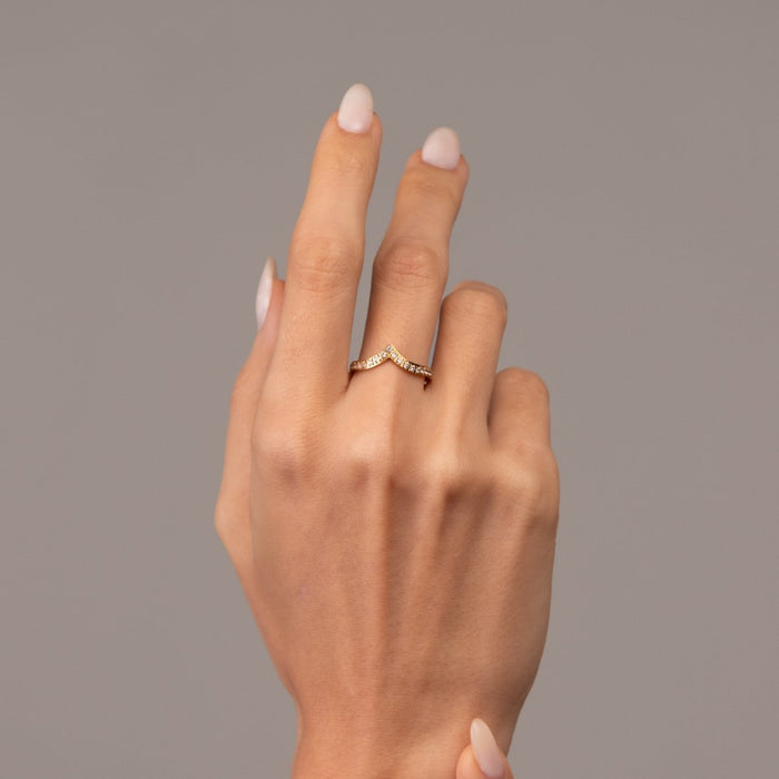 Women's Stainless Steel 18K Gold-Plated Cubic Zirconia Ring – Trinity, Dainty – Meiva ring view 2