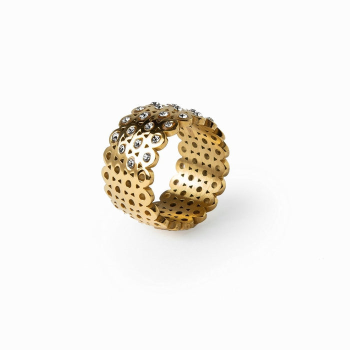 Women's Stainless Steel 18K Gold-Plated Cubic Zirconia Ring – Valenciana, Statement – Meiva ring
