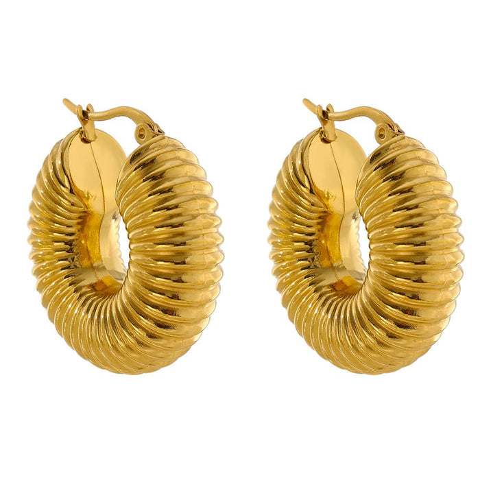 Women's Stainless Steel 18K Gold-Plated Earrings – Bold Ziza Hoop, Statement – Meiva earrings