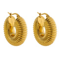 Women's Stainless Steel 18K Gold-Plated Earrings – Bold Ziza Hoop, Statement – Meiva earrings