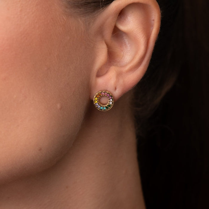 Women's Stainless Steel 18K Gold-Plated Earrings – Chloe, Dainty – Meiva earrings view 3