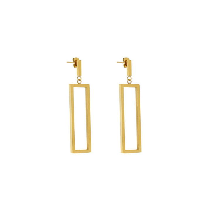Women's Stainless Steel 18K Gold-Plated Earrings – Diana Geometric Rectangular – Meiva earrings