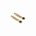 Women's Stainless Steel 18K Gold-Plated Earrings – Glamour Chain with Onyx Stone – Meiva earrings
