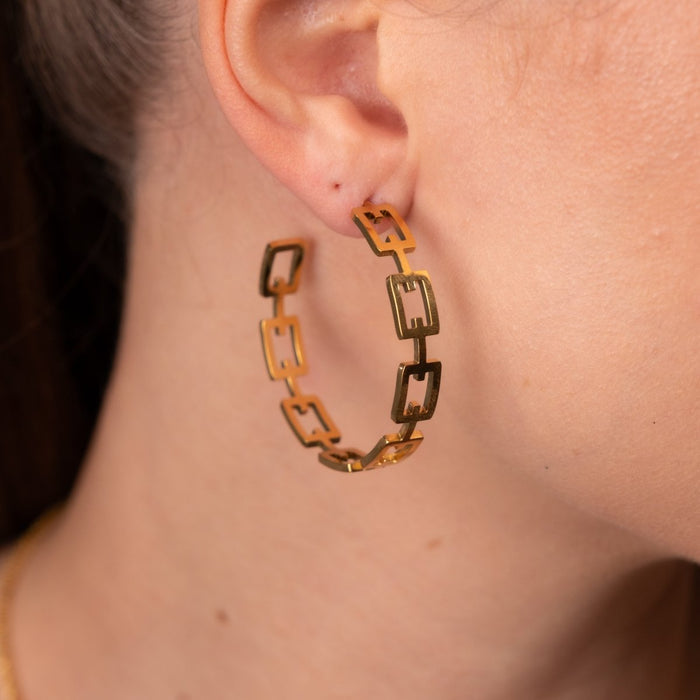 Women's Stainless Steel 18K Gold-Plated Earrings – Hoop Alexandra Hoop – Meiva earrings view 4