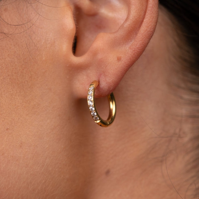 Women's Stainless Steel 18K Gold-Plated Earrings – Hoop Arielle Hoop – Meiva earrings view 3