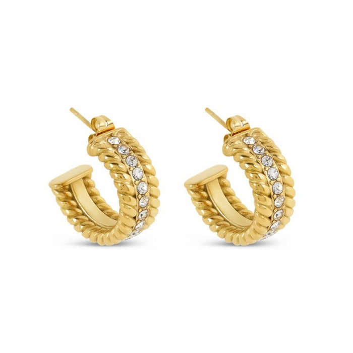 Women's Stainless Steel 18K Gold-Plated Earrings – Hoop Date Hoop Earring – Meiva earrings