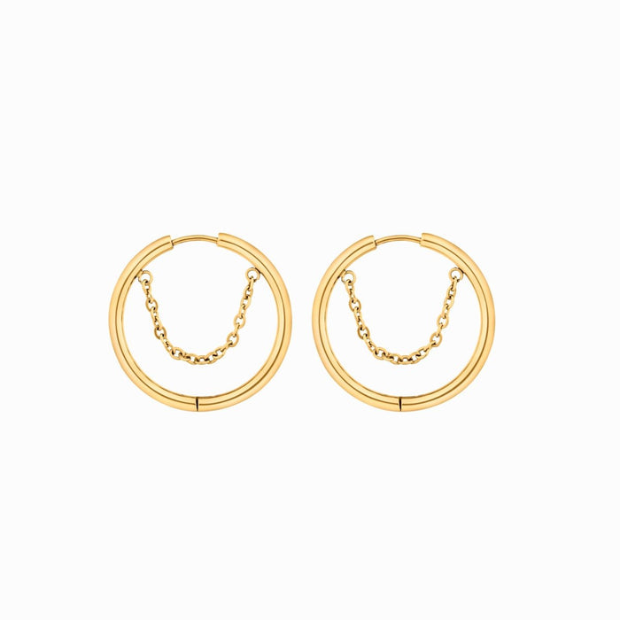 Women's Stainless Steel 18K Gold-Plated Earrings – Hoop Kite Hoop – Meiva earrings