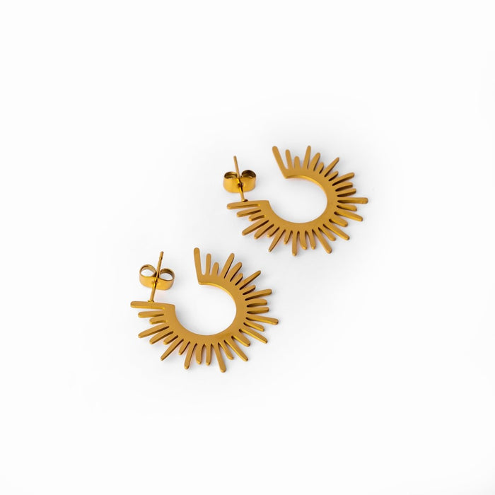 Women's Stainless Steel 18K Gold-Plated Earrings – Hoop Spike Hoop, Statement – Meiva earrings