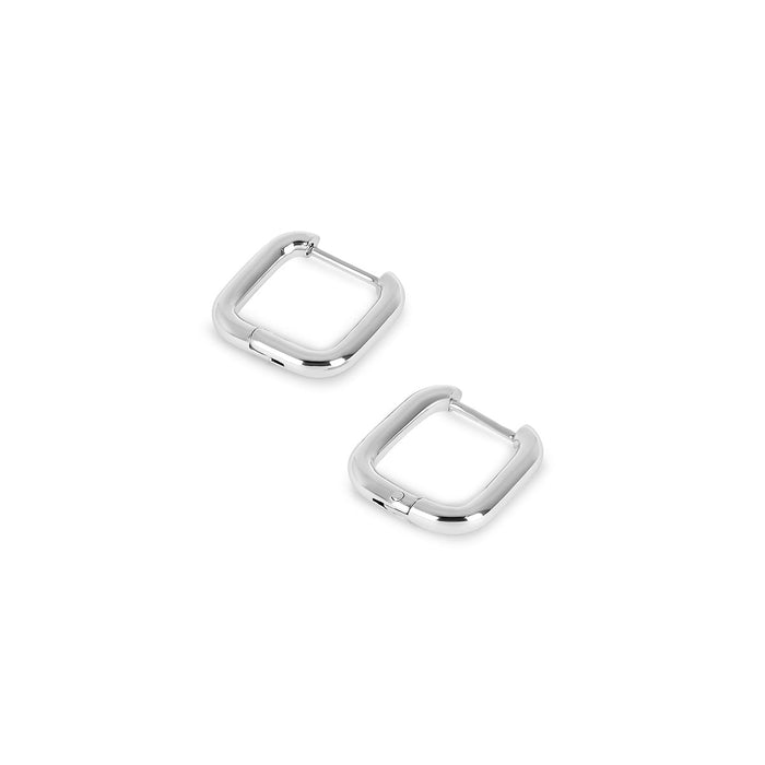 Women's Stainless Steel 18K Gold-Plated Earrings – Hoop Square Hoop Silver, Statement – Meiva earrings