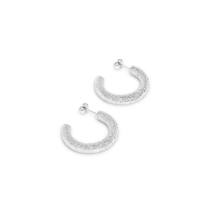 Women's Stainless Steel 18K Gold-Plated Earrings – Hoop Textured Hoop Earring Silver – Meiva earrings
