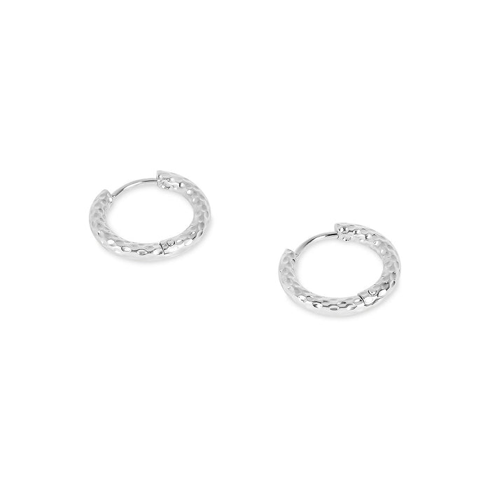 Women's Stainless Steel 18K Gold-Plated Earrings – Hoop Textured Hoop Silver – Meiva earrings
