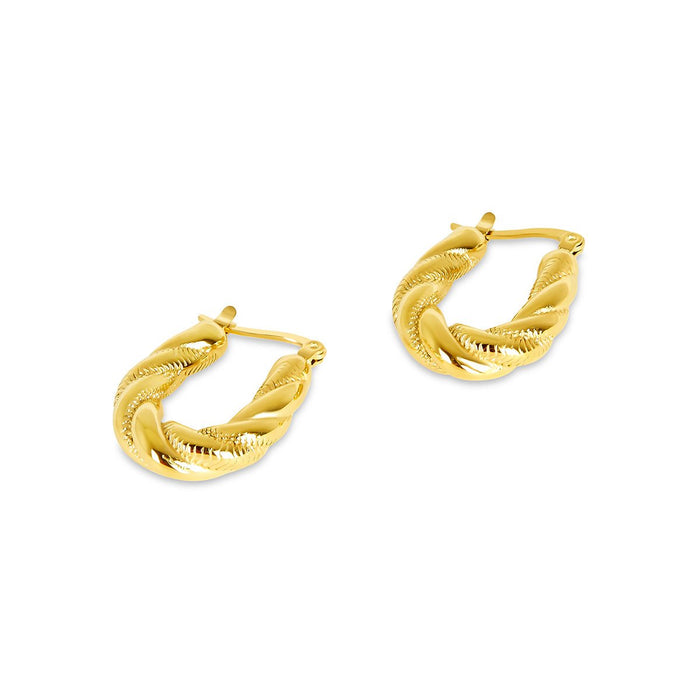 Women's Stainless Steel 18K Gold-Plated Earrings – Hoop Twisted Hoop – Meiva earrings