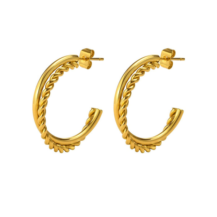 Women's Stainless Steel 18K Gold-Plated Earrings – Madison Hoop, Dainty – Meiva earrings