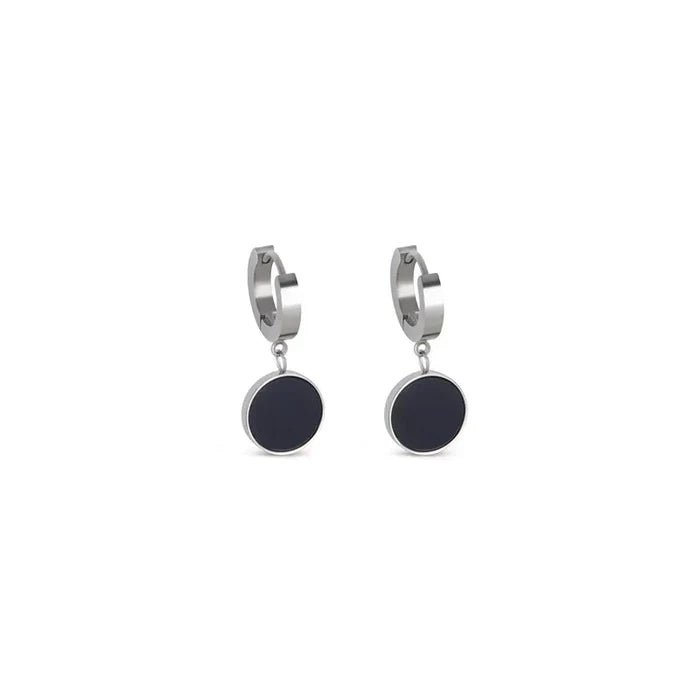 Women's Stainless Steel 18K Gold-Plated Earrings – Noir Pendant Silver – Meiva earrings